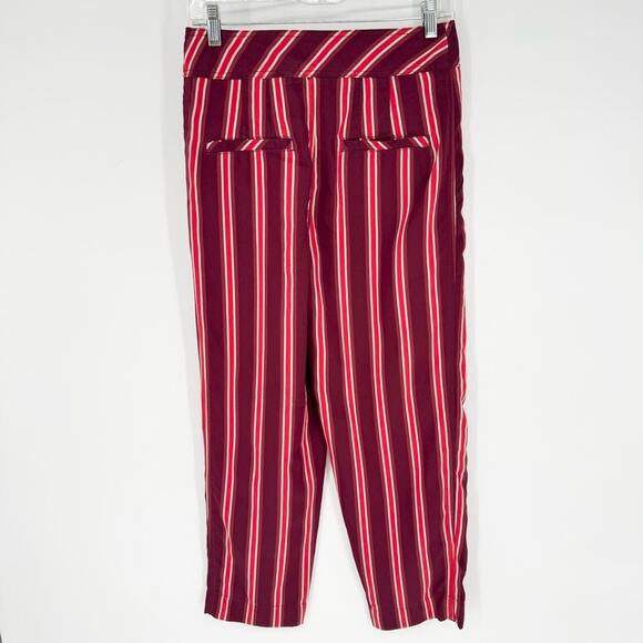 Free People Seemed Like Stripe Belted Crop Pant in Burgundy/Red Sz 2 Office Boho - Picture 12 of 16